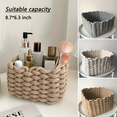 Cotton Rope Woven Storage Basket for Jewelry Makeup Masks Cosmetics