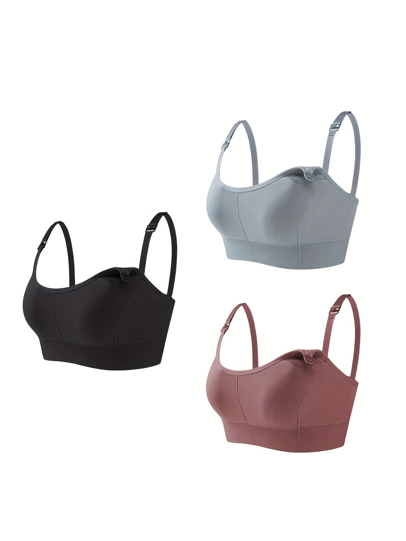3pcs Front Buckle Nursing Bras Soft Full Coverage Wireless Breastfeeding Bra