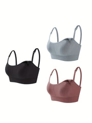 3pcs Front Buckle Nursing Bras Soft Full Coverage Wireless Breastfeeding Bra