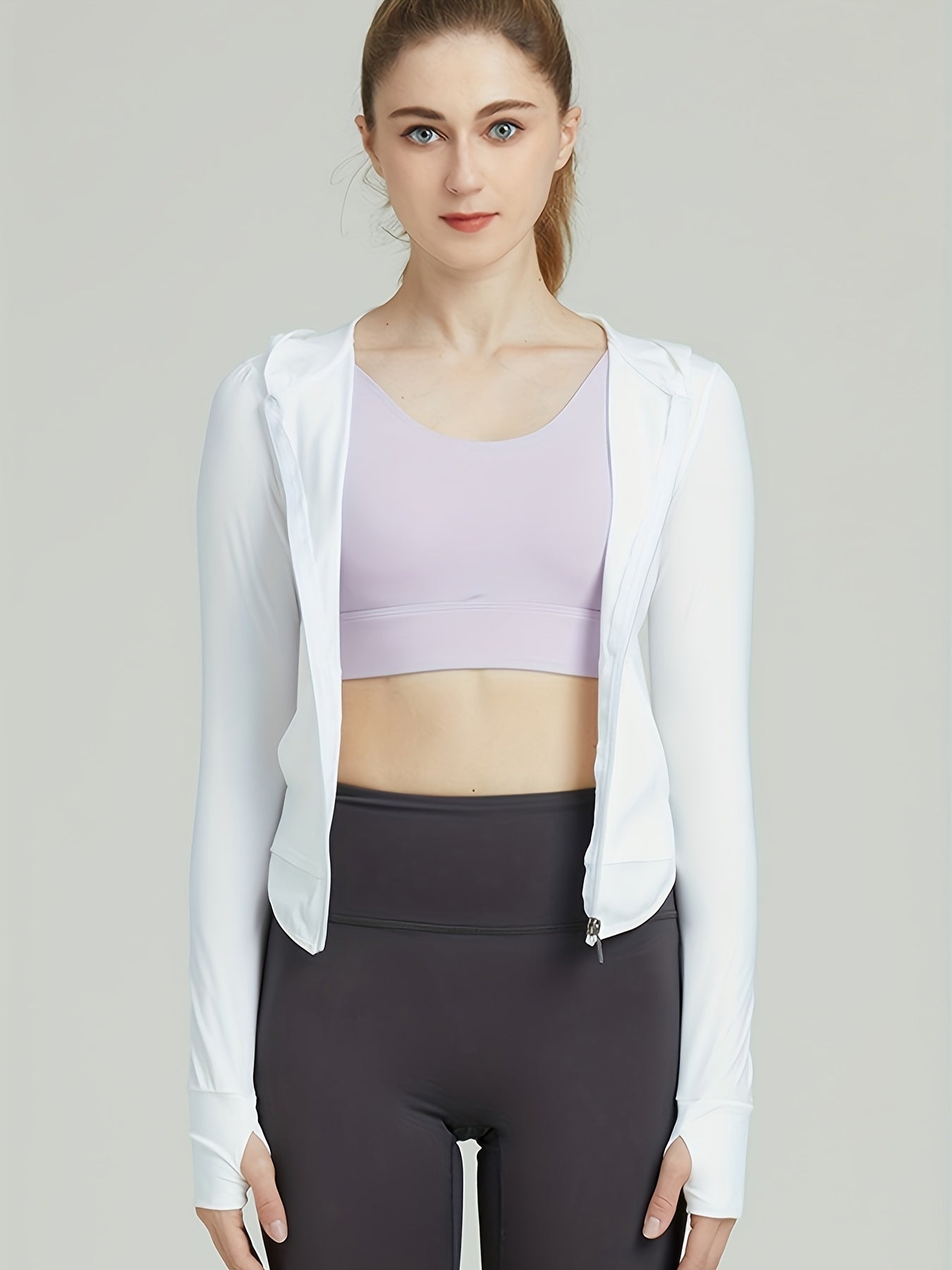 Comfy Yoga Jacket Full Zipper Long Sleeves Front Pockets Sports Coat