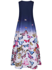  Butterfly Print Gradient Tank Dress