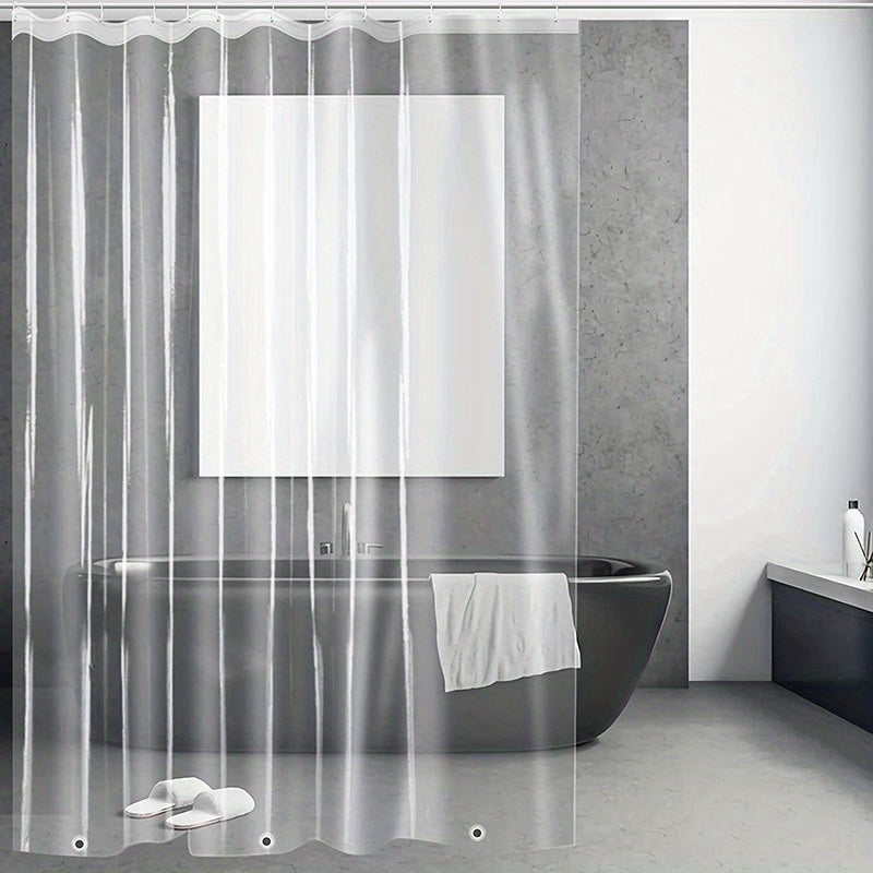Waterproof Transparent Shower Curtain with 12 Hooks
