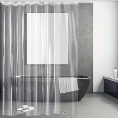 Waterproof Transparent Shower Curtain with 12 Hooks