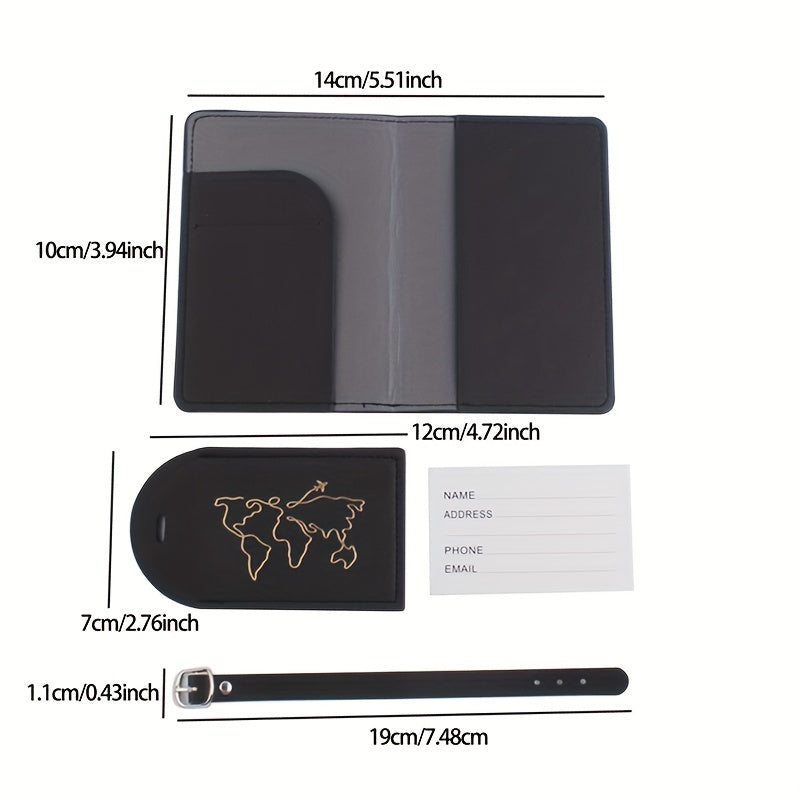 Map Pattern Passport Holder & Luggage Tag Set