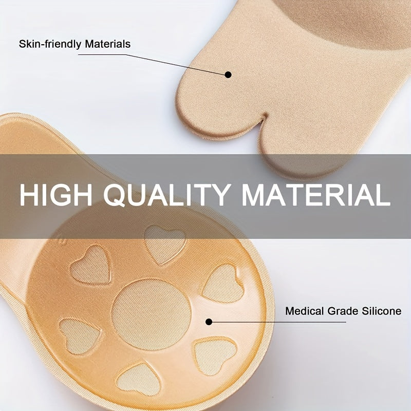 2pcs Self Adhesive Silicone Strapless Invisible Push Up Bras