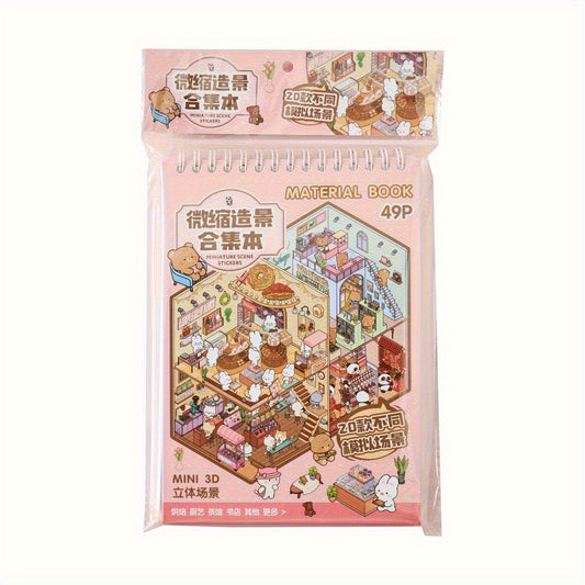 49 pcs Scrapbook Sticker Collection: PET Stickers & Background Cards Set