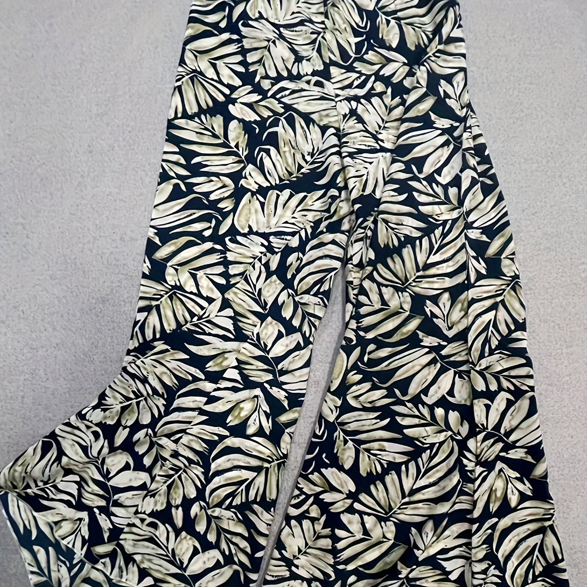 Plant Print Wide Leg Pants for Women