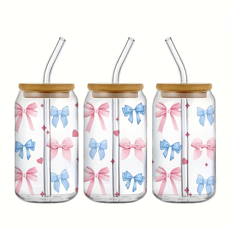 4pcs Bowknot UV DTF Cup Wrap Decals Waterproof Sticker
