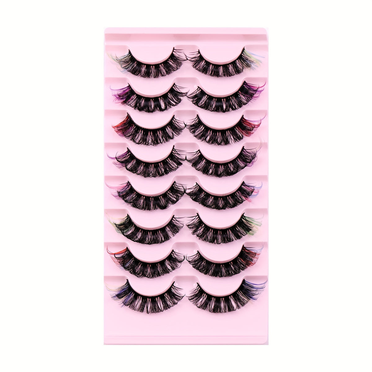 8 Pairs 6D Mink Colored D Curl Cat Eye Eyelashes for Halloween Party