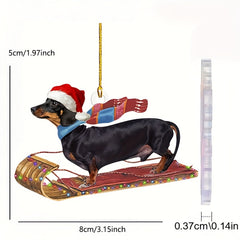 Festive Christmas Dachshunds Car Backpack Hanging Decorations
