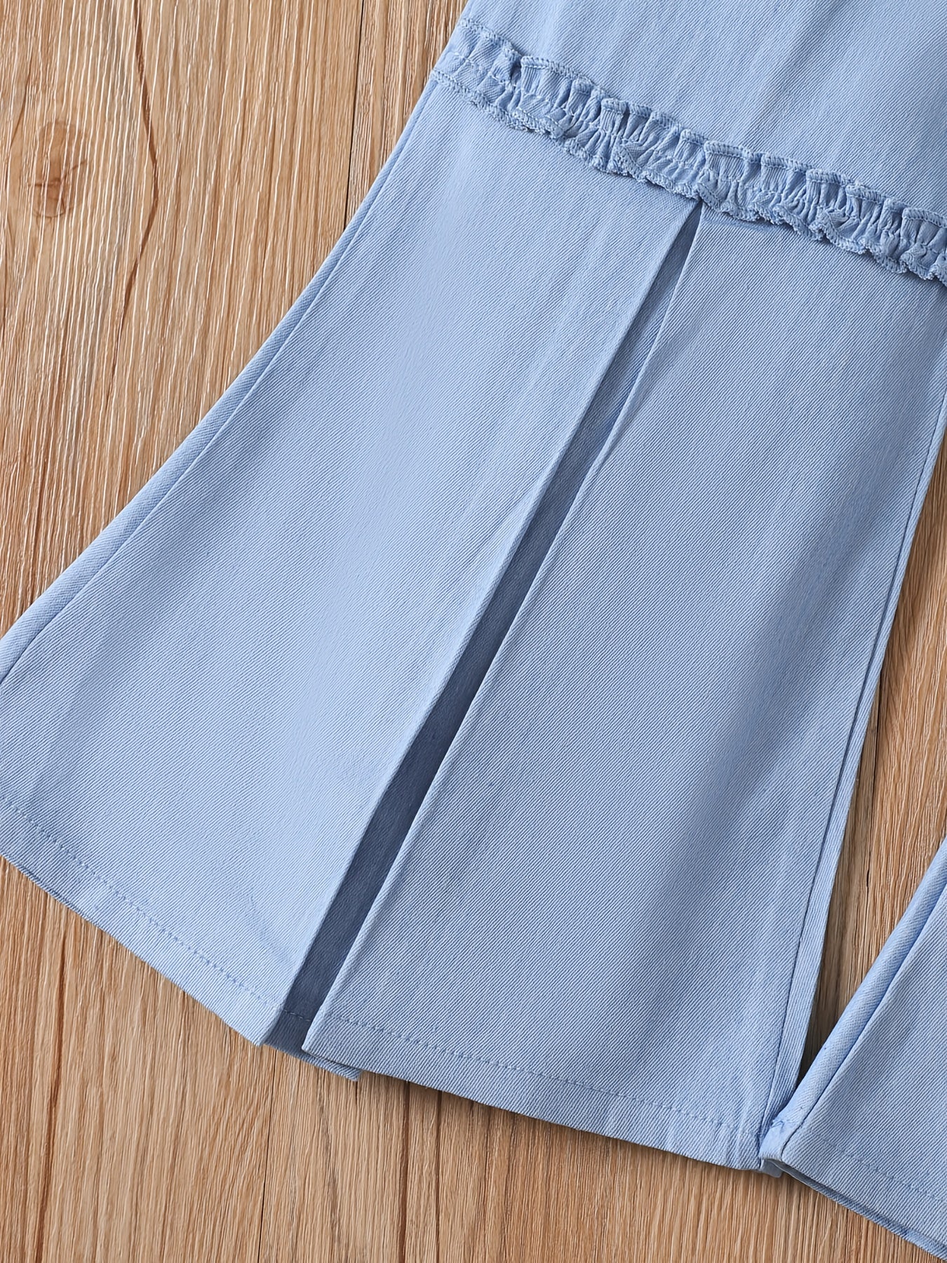 Kid Girls' Frill Trims Bell Bottom Elastic Waist Slim Stretch Flared Pants