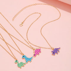 Kids Dinosaur Diamond Alloy Necklace Set