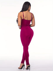 Solid Cami Jumpsuit Casual High Stretch Sleeveless Long Length Jumpsuit