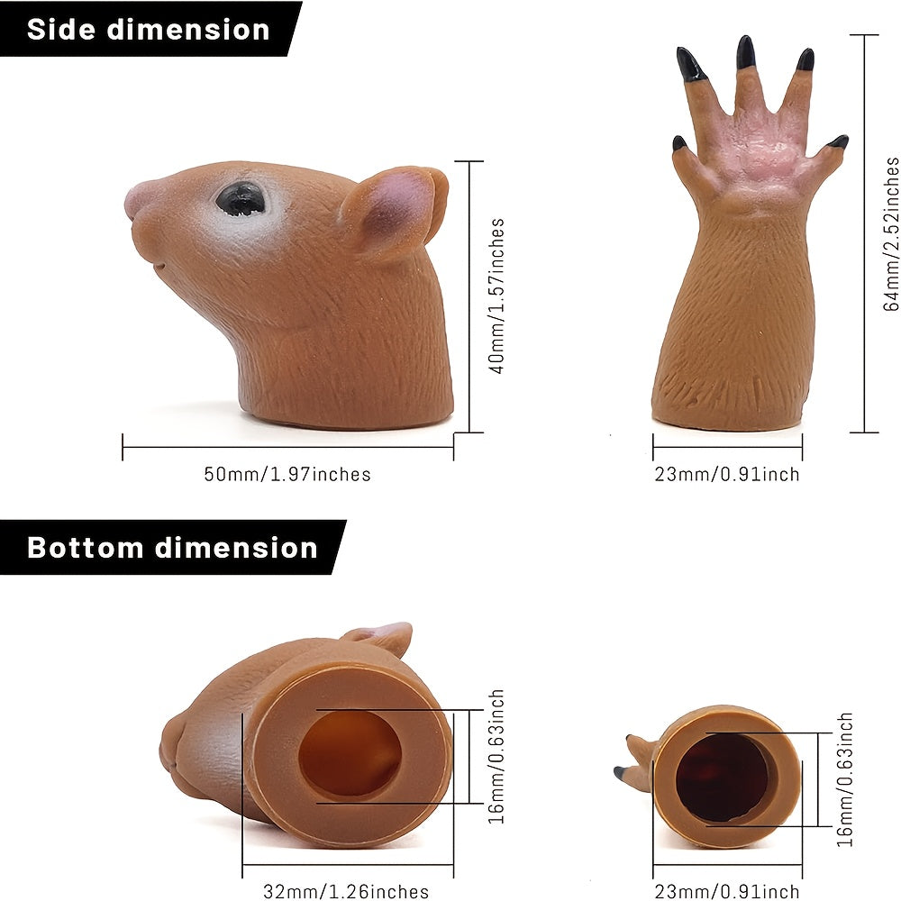 Silicone Animal Finger Puppet Set Squirrel Panda Cat Shiba Inu Pug