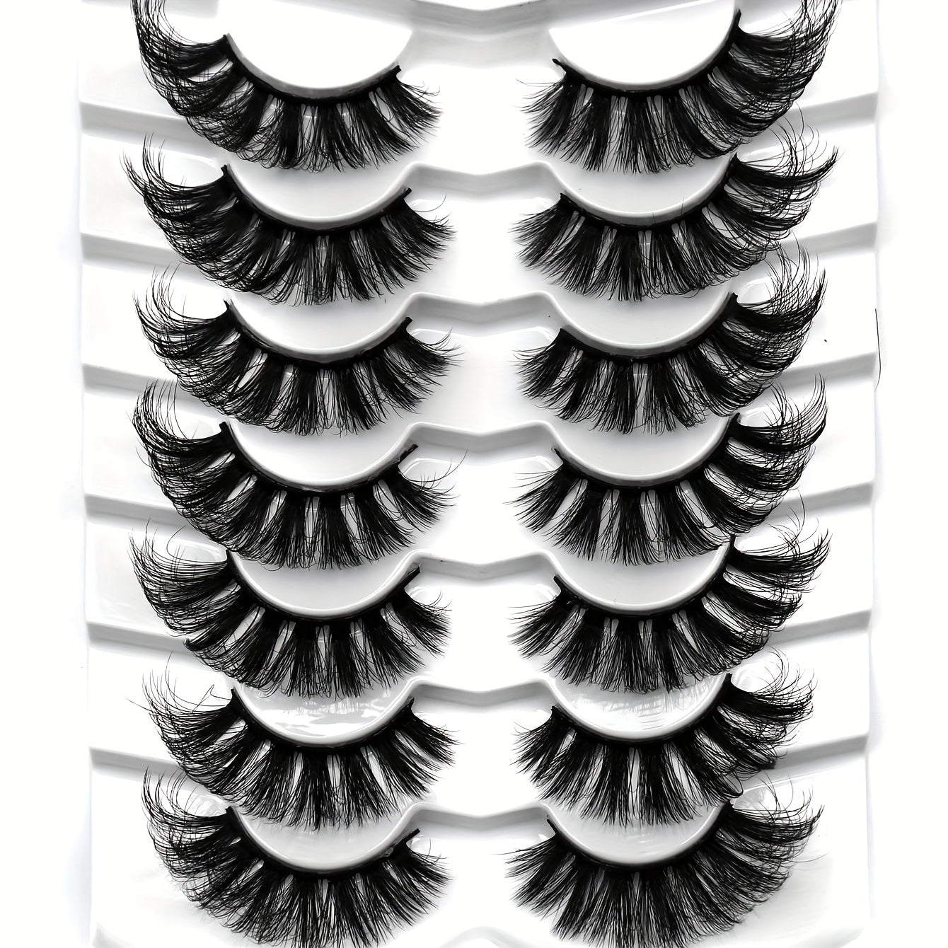 7 Pairs 18mm False Eyelashes Thick Curling - Cat Eye Look