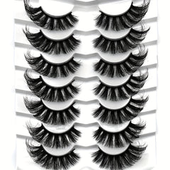7 Pairs 18mm False Eyelashes Thick Curling - Cat Eye Look