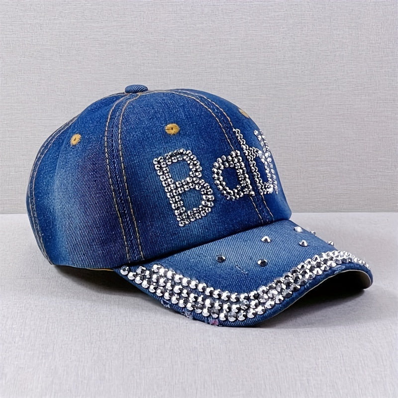 Rhinestone BABY Baseball Cap Denim Washed Distressed Dad Hat