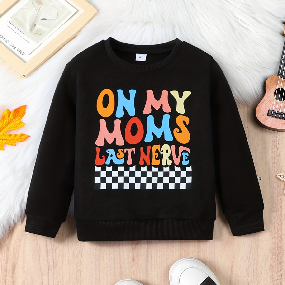 Checkerboard Pattern Kid's Thermal Sweatshirt