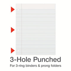 College Rule Filler Paper, 8.5x11, 3 Hole Punched, 100 Sheets/Pack