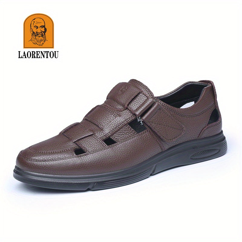 Men Leather Breathable Hollow Out Sandals Non Slip Summer Shoes