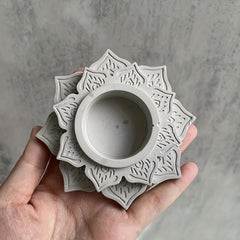 Concrete Candle Jar Silicone Mould Round Lotus Candle Holder Cement Plaster Mold