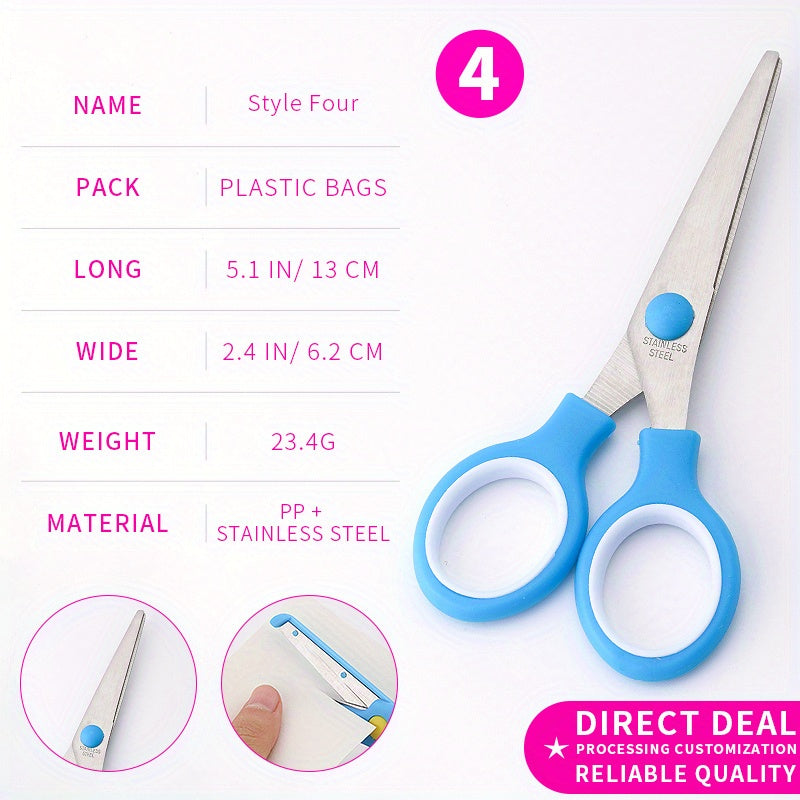 Round Head Office Paper Cutting Tool Stainless Steel Scissors