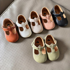 Myggpp Baby Girl's Vintage Faux Leather Shoes Soft Rubber Sole