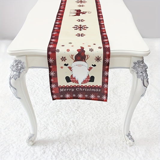 1pc Christmas Table Runner Merry Christmas Red Home Decor Polyester Table Runner