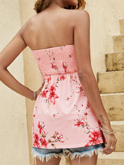 Boho Floral Print Tube Dress Sleeveless Summer Clothing