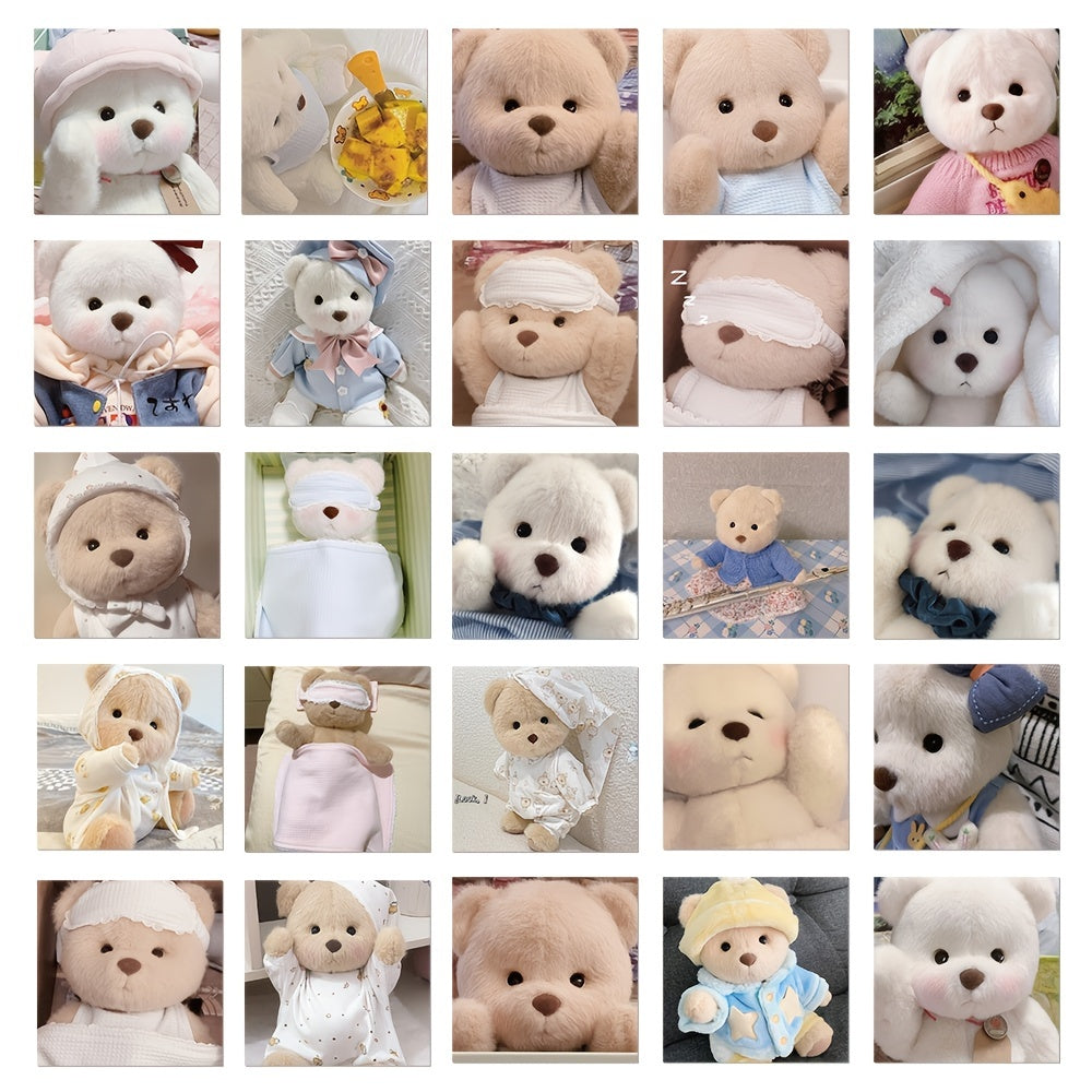 50pcs Bear Doodle Doll Stickers Self Adhesive Waterproof Decorative Stickers