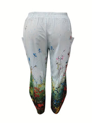 Floral Print Wide Leg Pants Plus Size