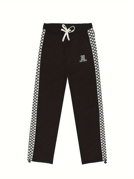 Men's Checkered Pattern Joggers Slim Fit Active Bottom