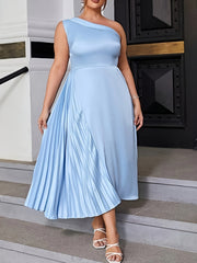  One Shoulder Pleated Bridesmaid Dress