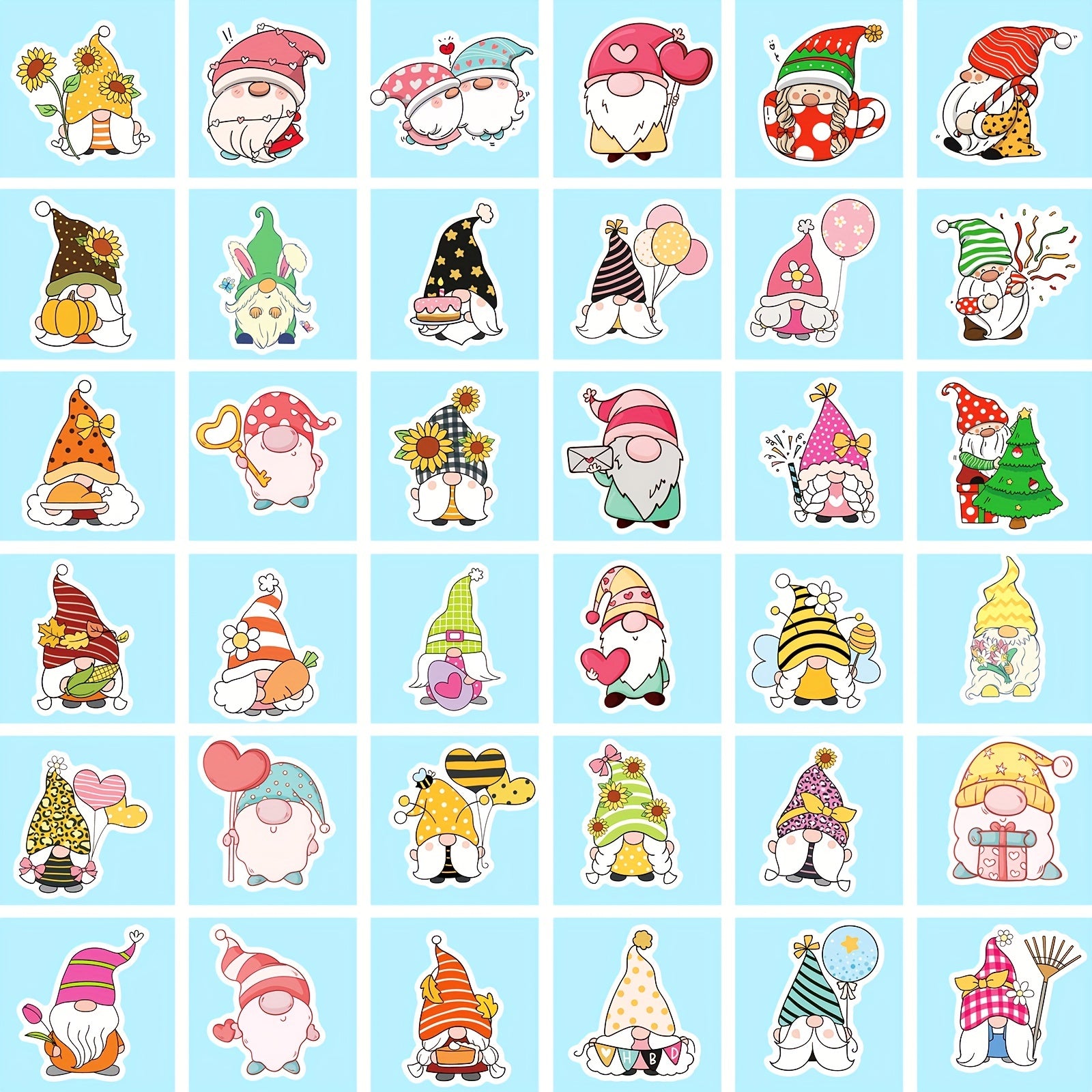 50pcs Gnome Stickers Vinyl Waterproof Decals for Water Bottle Laptop Phone