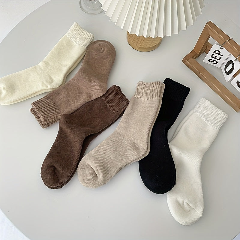 6 Pairs Comfy & Warm Women's Mid Tube Socks