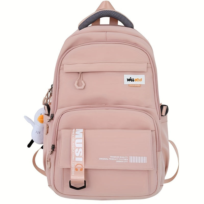 Large Capacity Casual Backpack Fashionable Backpack Solid School Bag