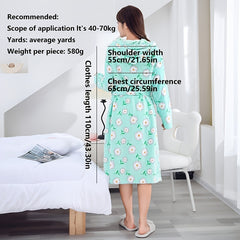 Flower Printed Long Sleeve Bathrobe with Hood for Women