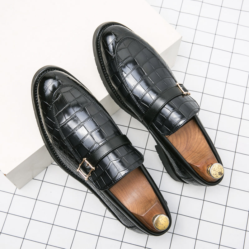 Men's Crocodile Print Pointed Toe Slip On Loafer Shoes