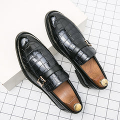 Men's Crocodile Print Pointed Toe Slip On Loafer Shoes
