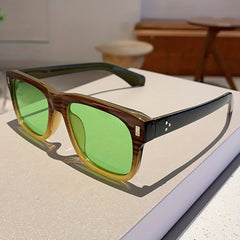 Retro Square Sunglasses Rivet Jelly Gradient UV400 Sun Shades