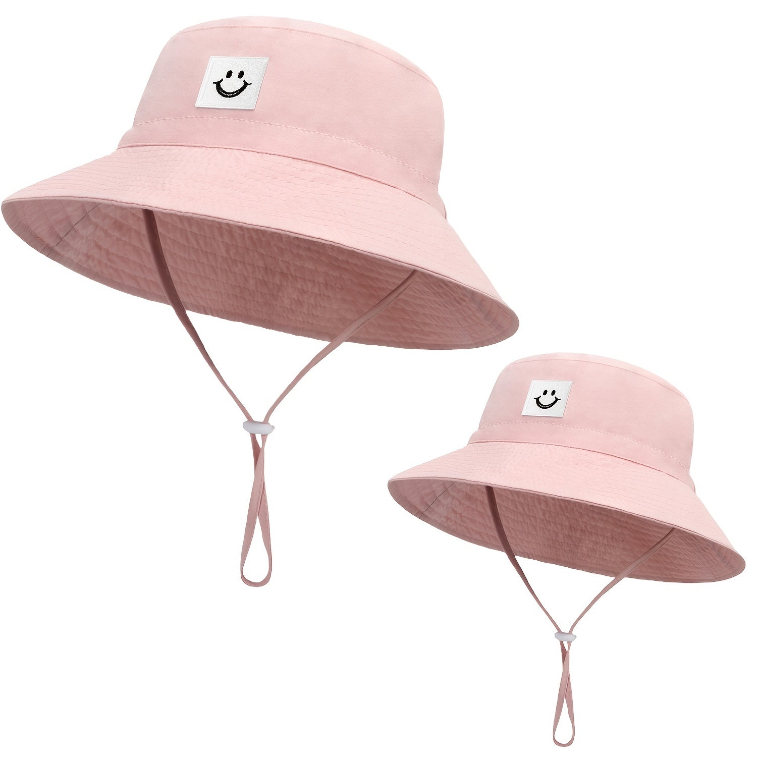 Kids Smile Face Patch Sun Hat Bucket Hat Adjustable Straps