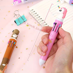 1 Pc Cartoon 10 Ballpoint Pen Transparent Plastic Office Student Neutral Pen