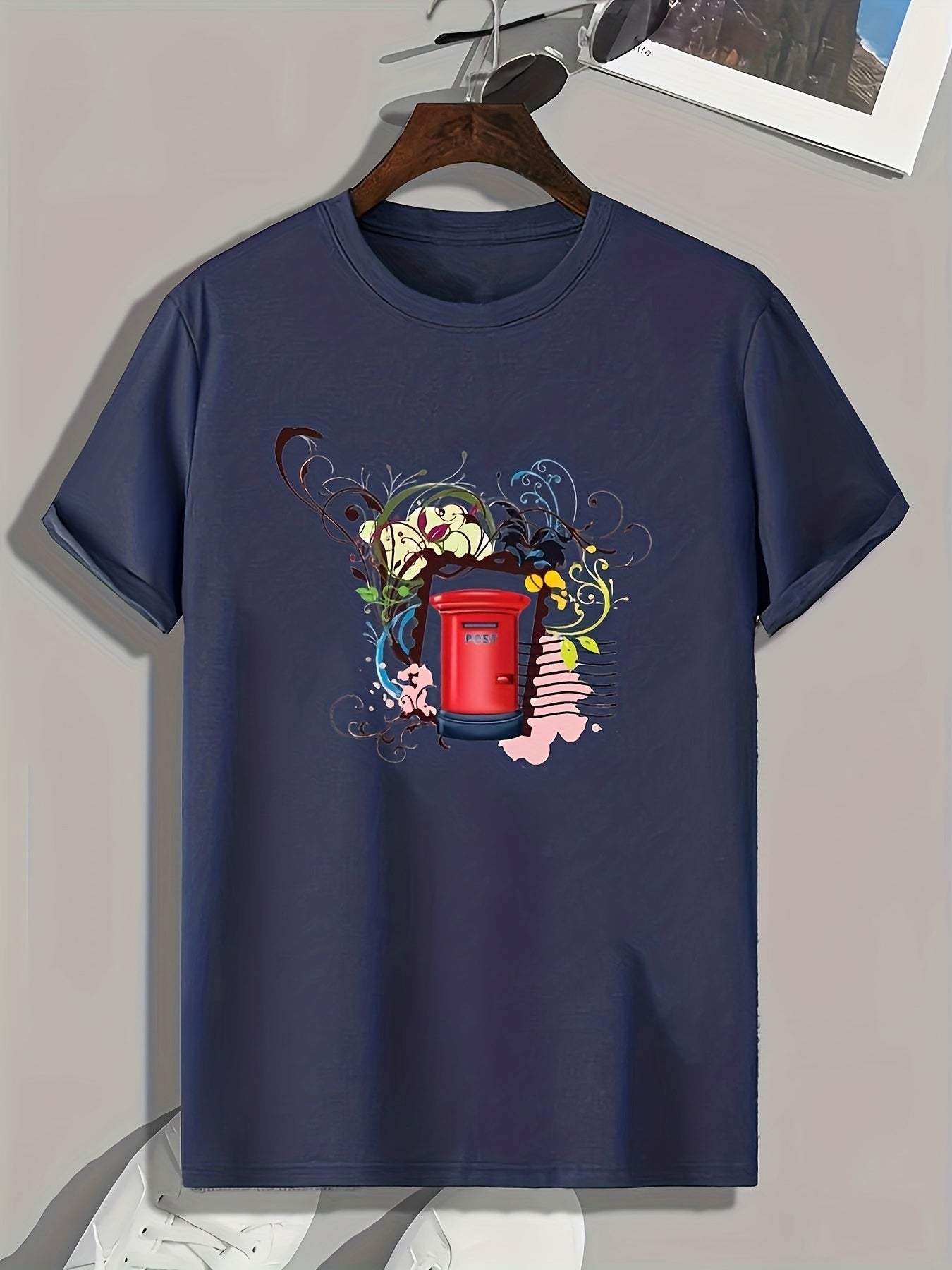 Mailbox Pattern Print Men's Comfy Sports T shirt Graphic Tee