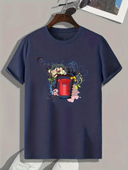 Mailbox Pattern Print Men's Comfy Sports T shirt Graphic Tee