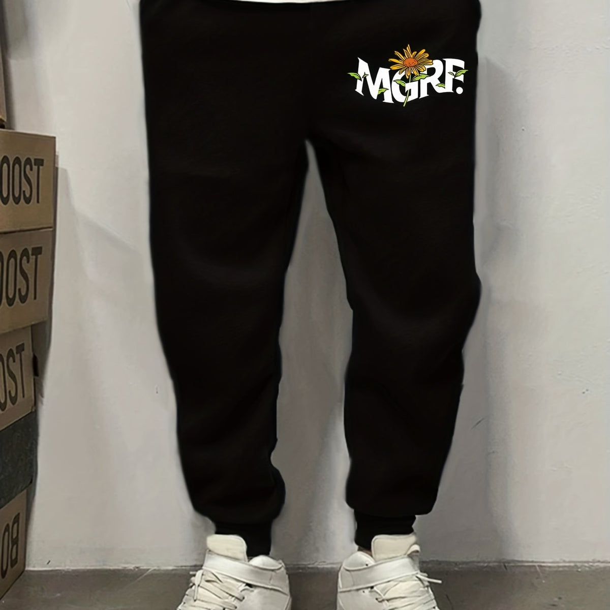Stylish Letter Print Men's Sweatpants with Drawstring Jogger Pants