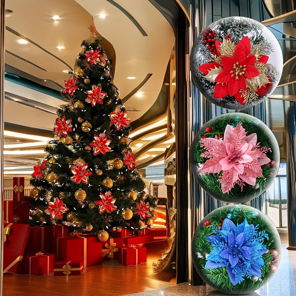 5pcs Artificial Flowers Dry Flowers Clips Stems Christmas Tree Ornaments