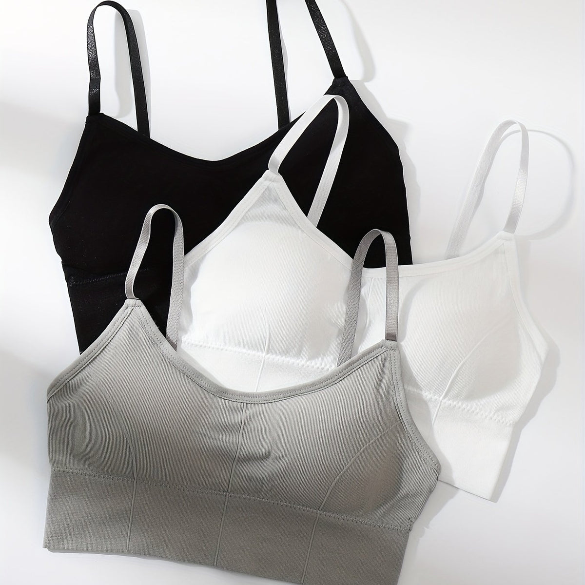 3pcs Solid Cami Tops Soft & Comfy Crop Top Women's Lingerie