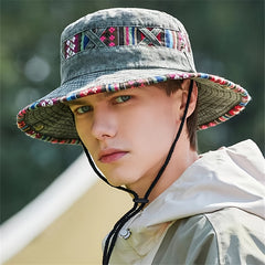 Wide Brim Bucket Hat Outdoor Sun Hat Vintage Hats