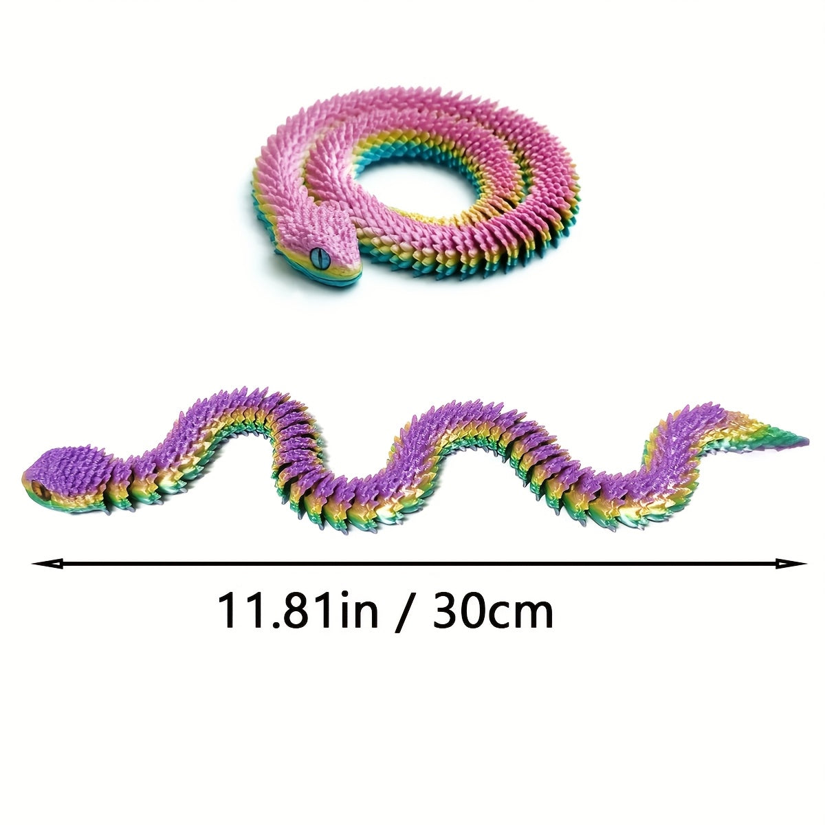 3D Printed Gradient Snake Toy with Movable Joints - ADHD Aid