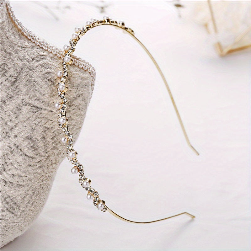 Rhinestone Faux Pearl Headband Hair Accessories